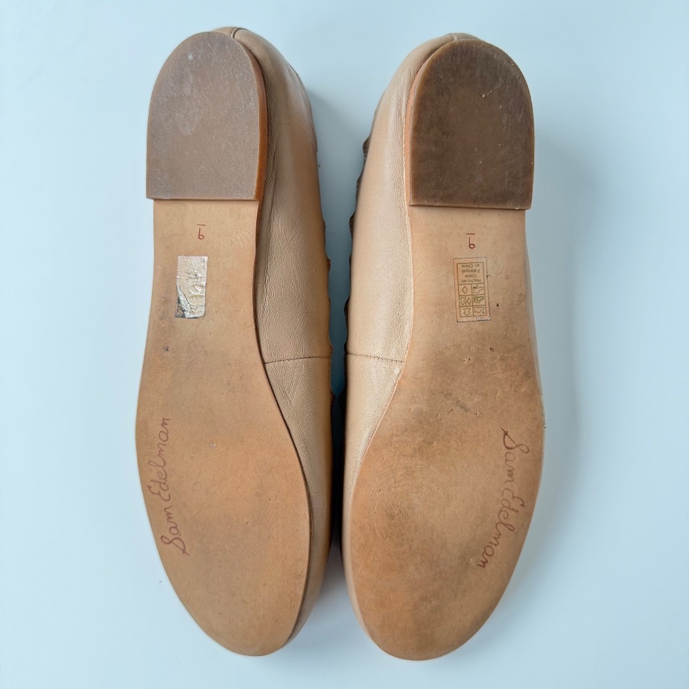 Sam Edelman Francis Classic Ballet Flats 9 Nude Leather Scalloped Edge - Picture 11 of 13